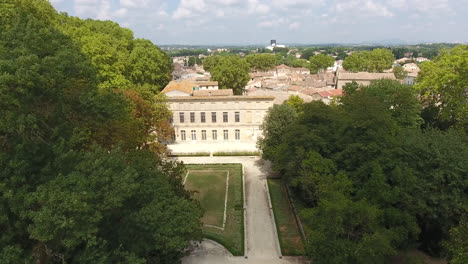 Laverune-castle-now-museum-and-library-aerial-drone-view-day-time